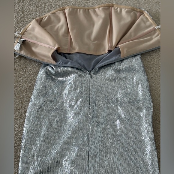 Rachel Zoe Shimmering Silver Strapless Dress - Picture 5 of 13